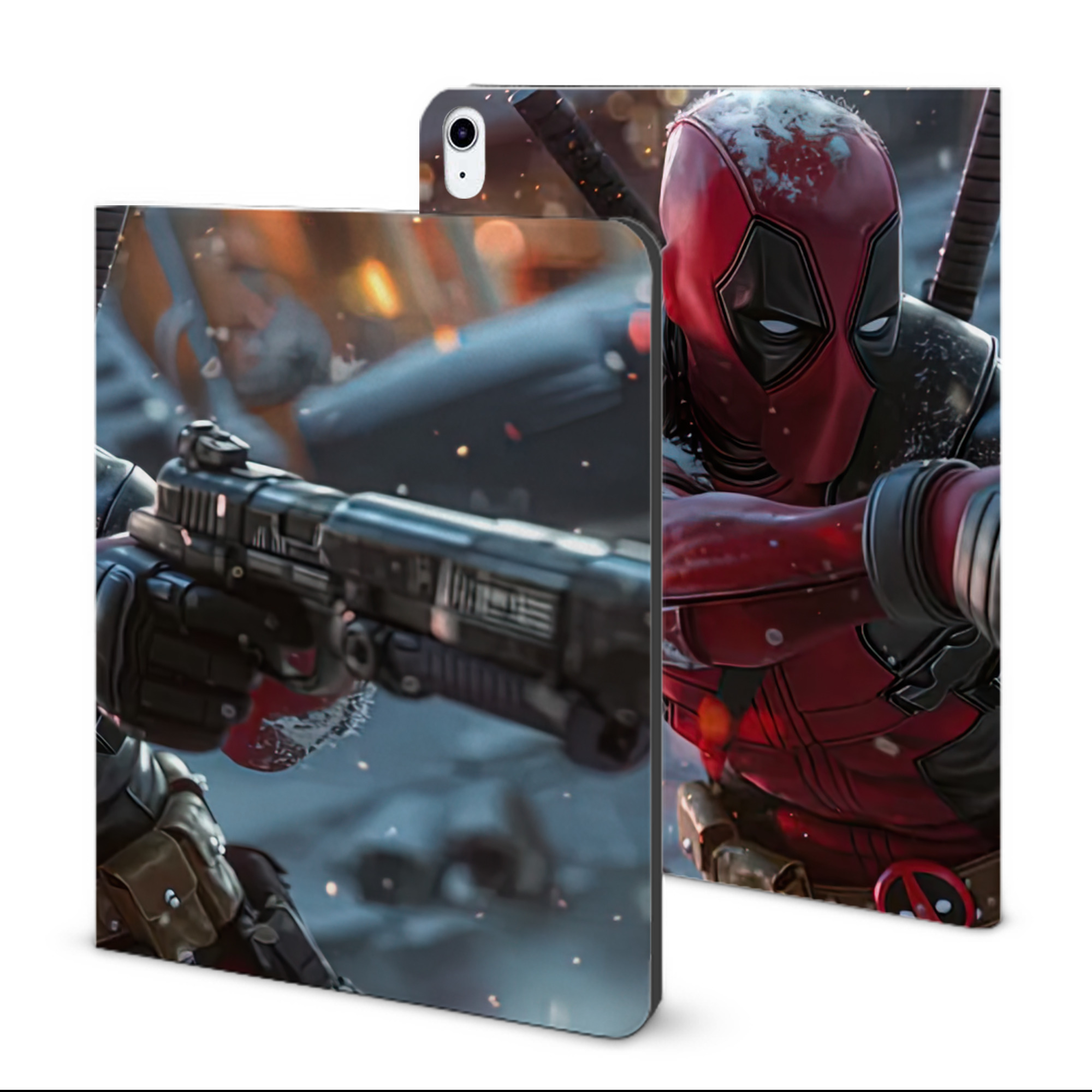 （画像用） Deadpool デッドプール IPad ケース ブック型 PUレザー TPU 耐衝撃 軽量 薄型 ペン収納なし 全面保護 IPad 各モデル対応
